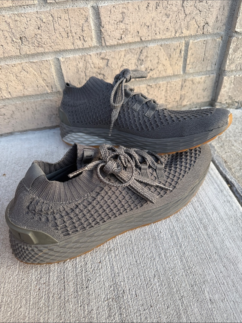 NOBULL Dark Gray Knit Lace-Up Sneakers good condition